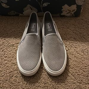Keds Double Decker Suede, Gray, slip ons, size 8